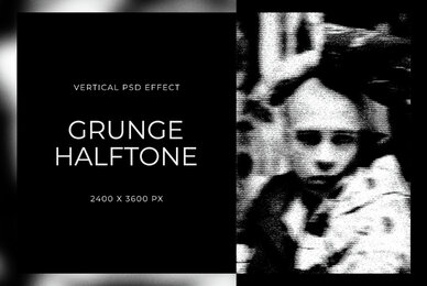 Grunge Halftone Vertical Image Effect Mockup