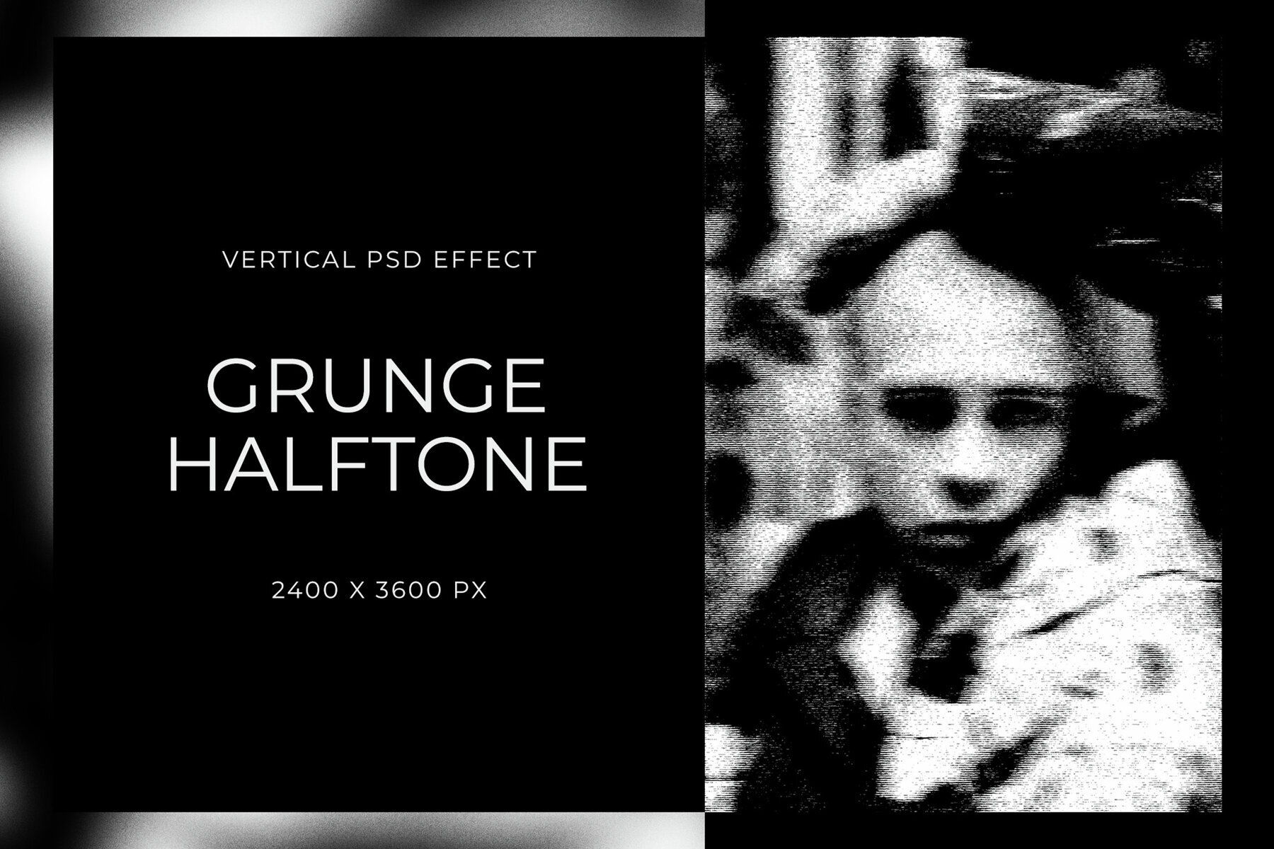 Grunge Halftone Vertical Image Effect Mockup 1