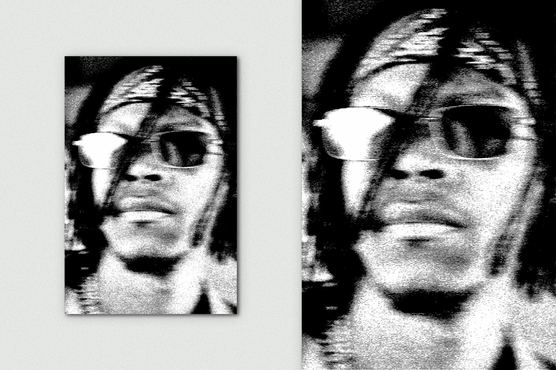 Grunge Halftone Vertical Image Effect Mockup 4