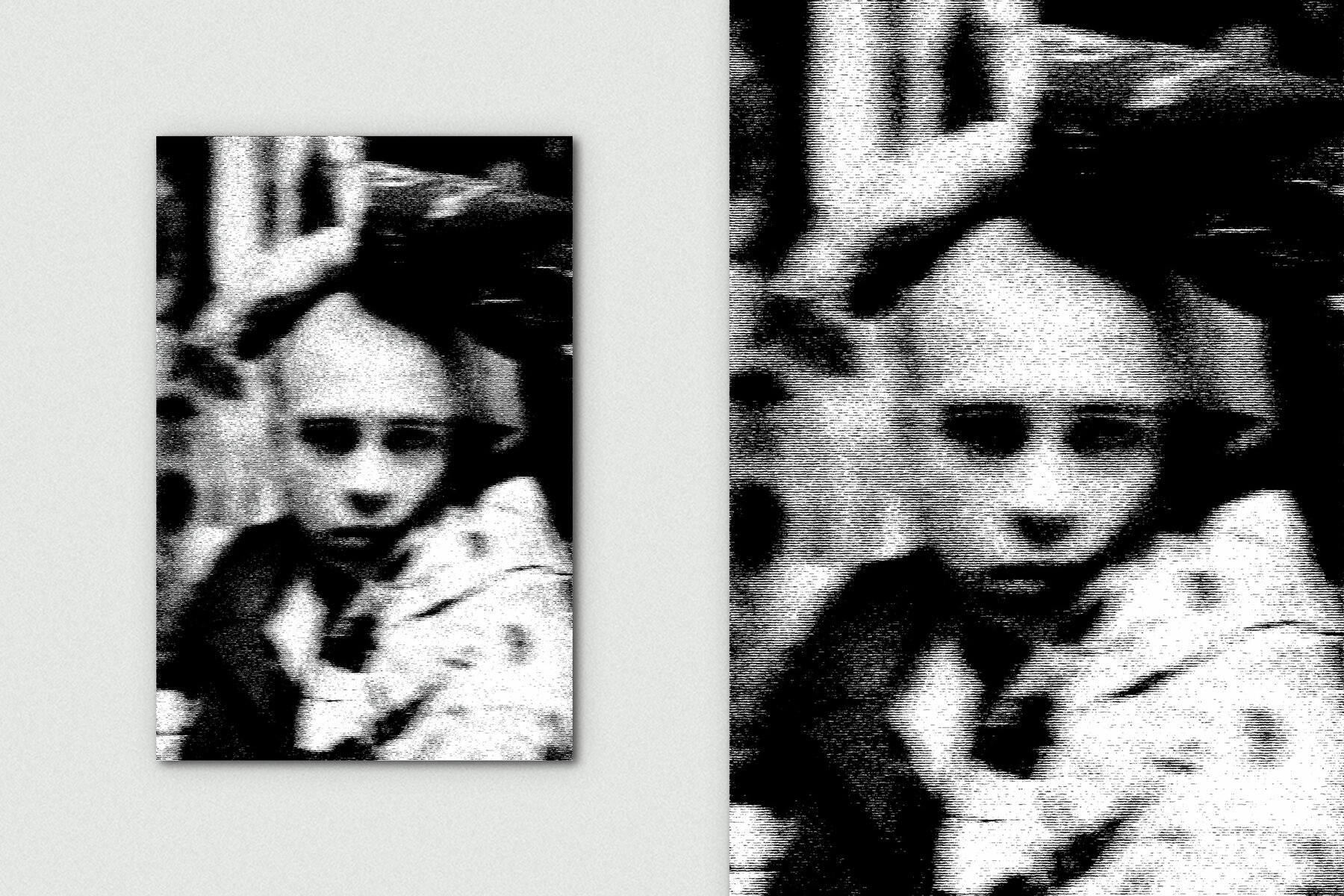 Grunge Halftone Vertical Image Effect Mockup 5