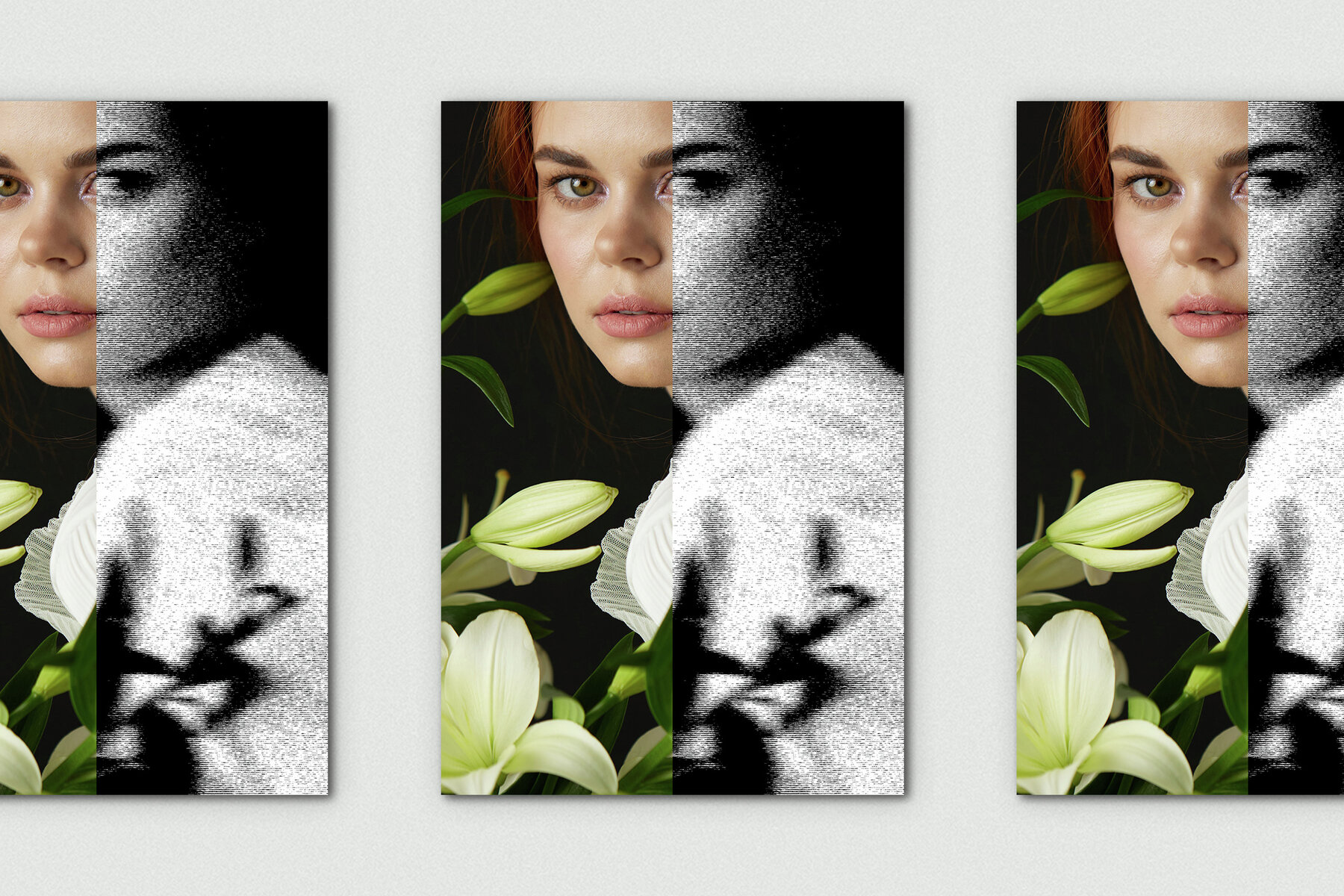 Grunge Halftone Vertical Image Effect Mockup 6