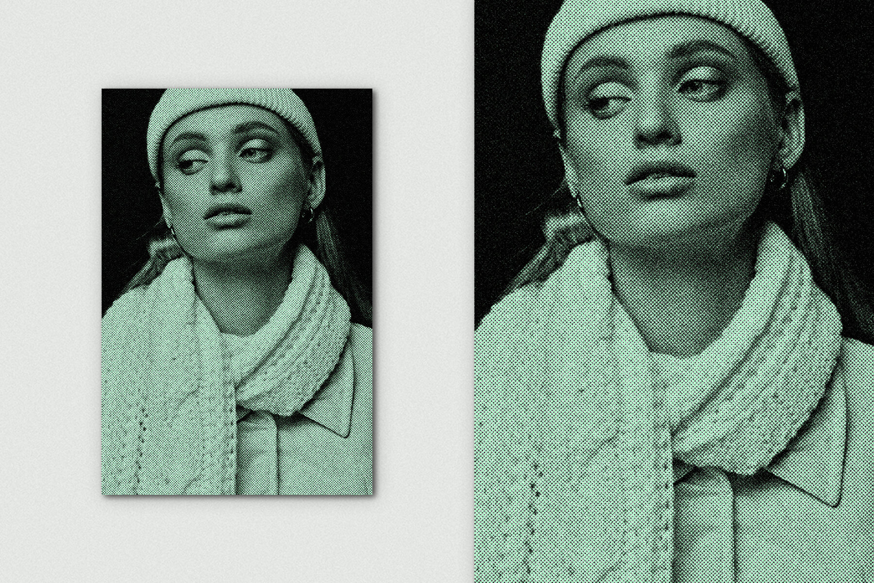 Poster Print Texture Vertical Image Effect Mockup 4