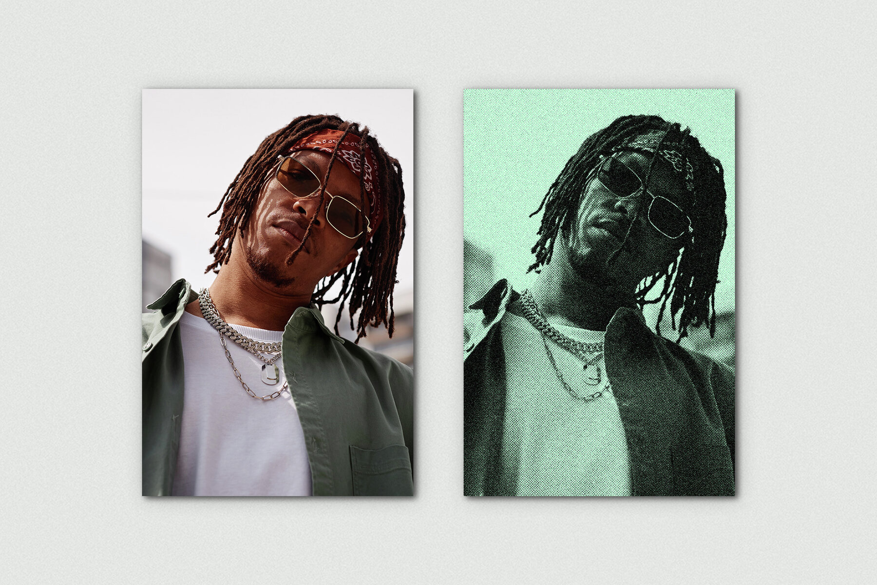 Poster Print Texture Vertical Image Effect Mockup 7