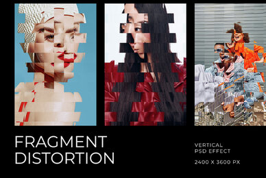 Fragmented Vertical Image Effect Mockup