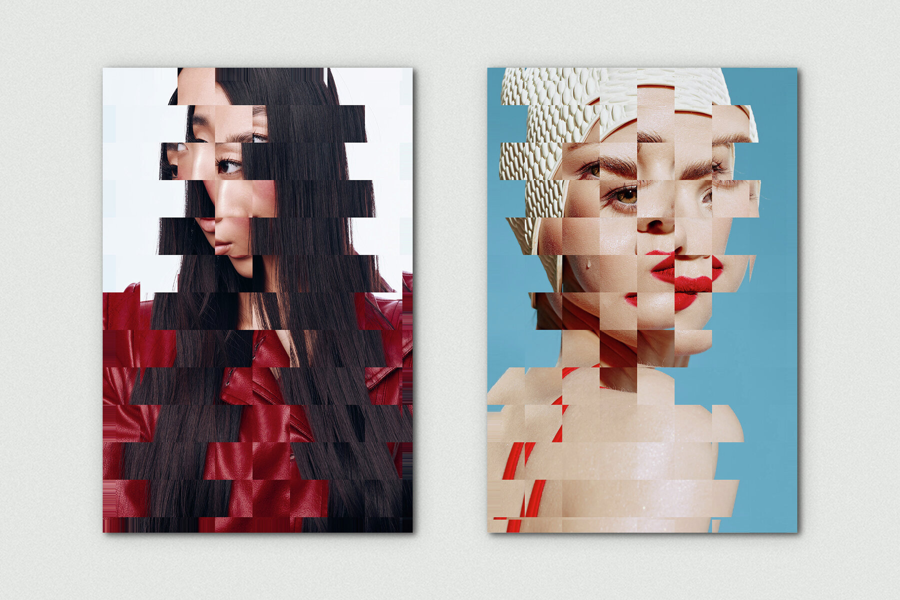 Fragmented Vertical Image Effect Mockup 2