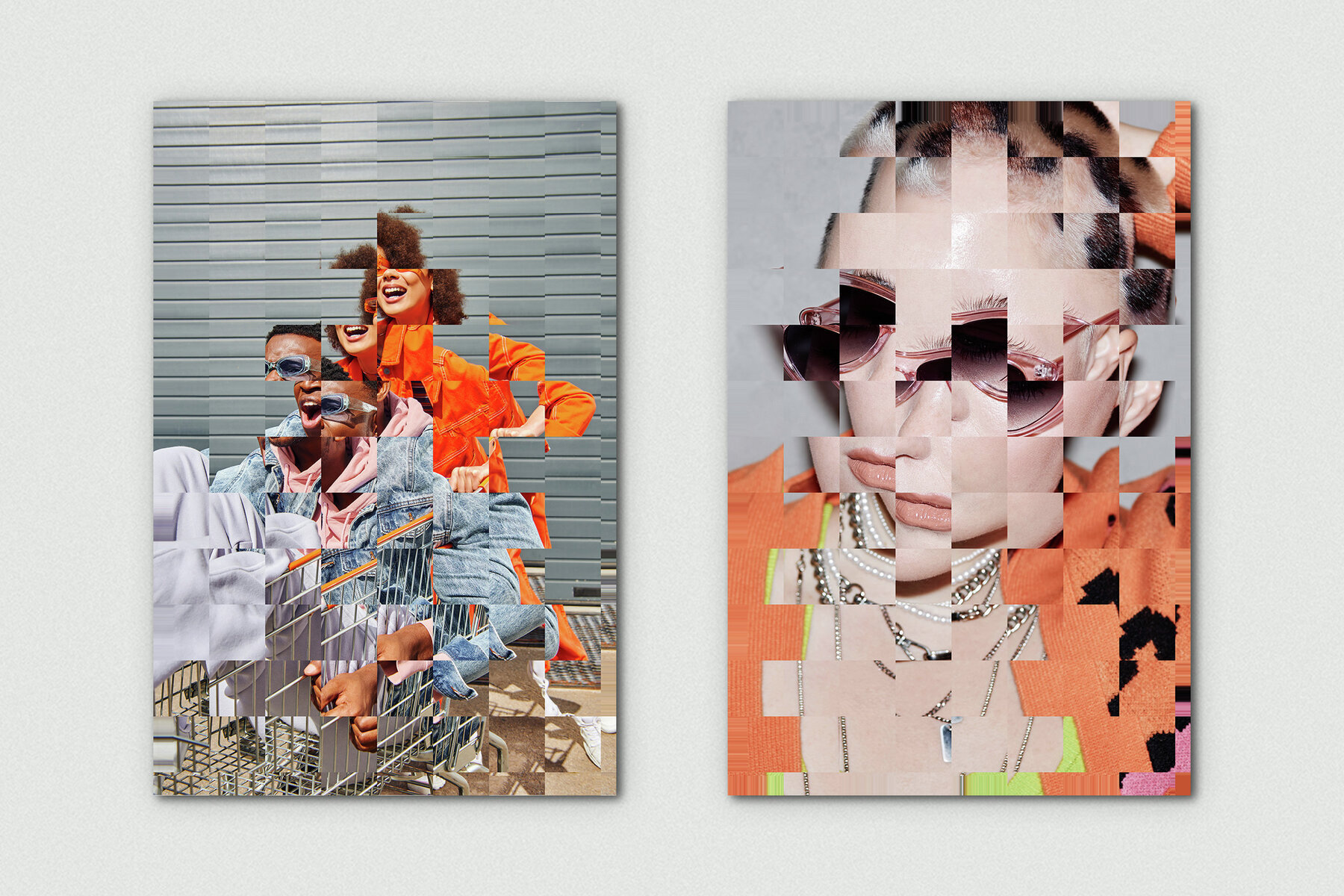 Fragmented Vertical Image Effect Mockup 3