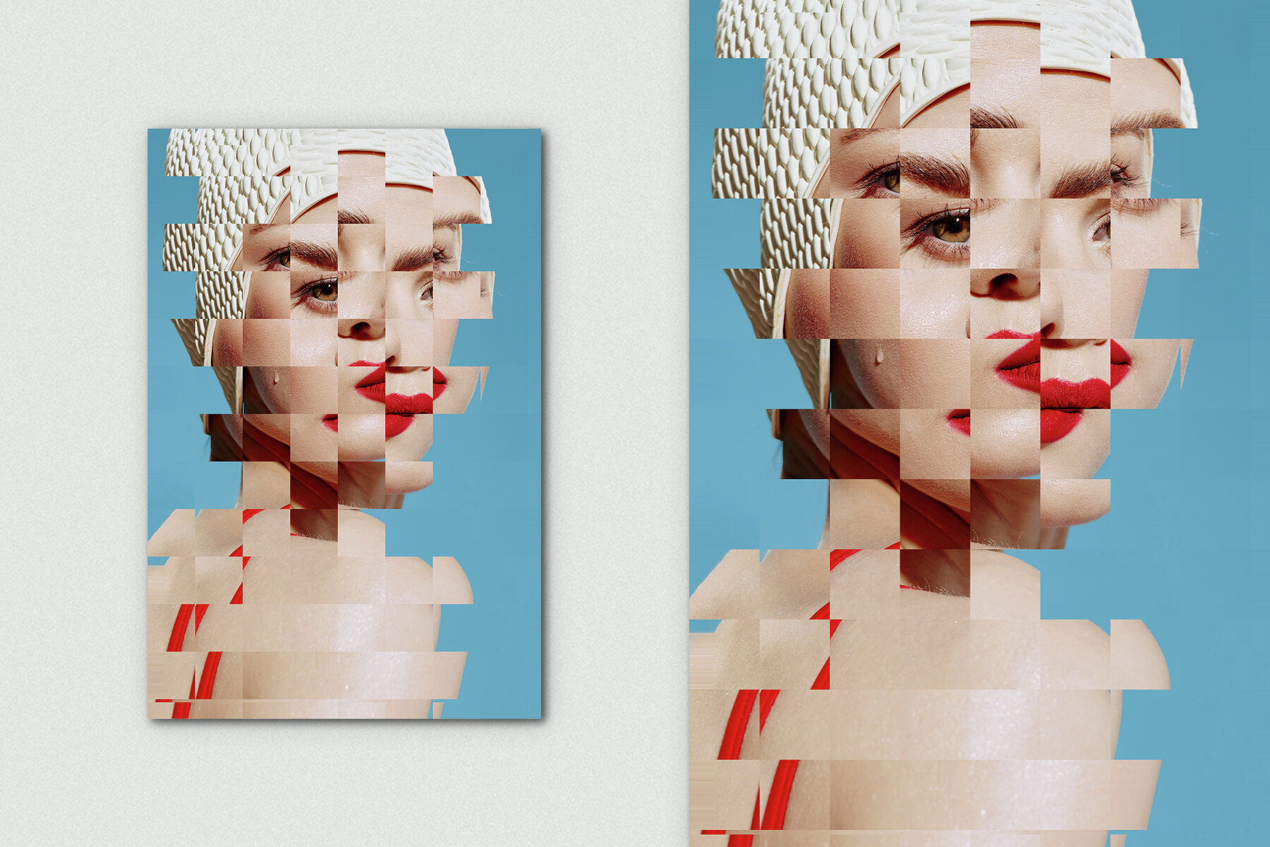 Fragmented Vertical Image Effect Mockup 5