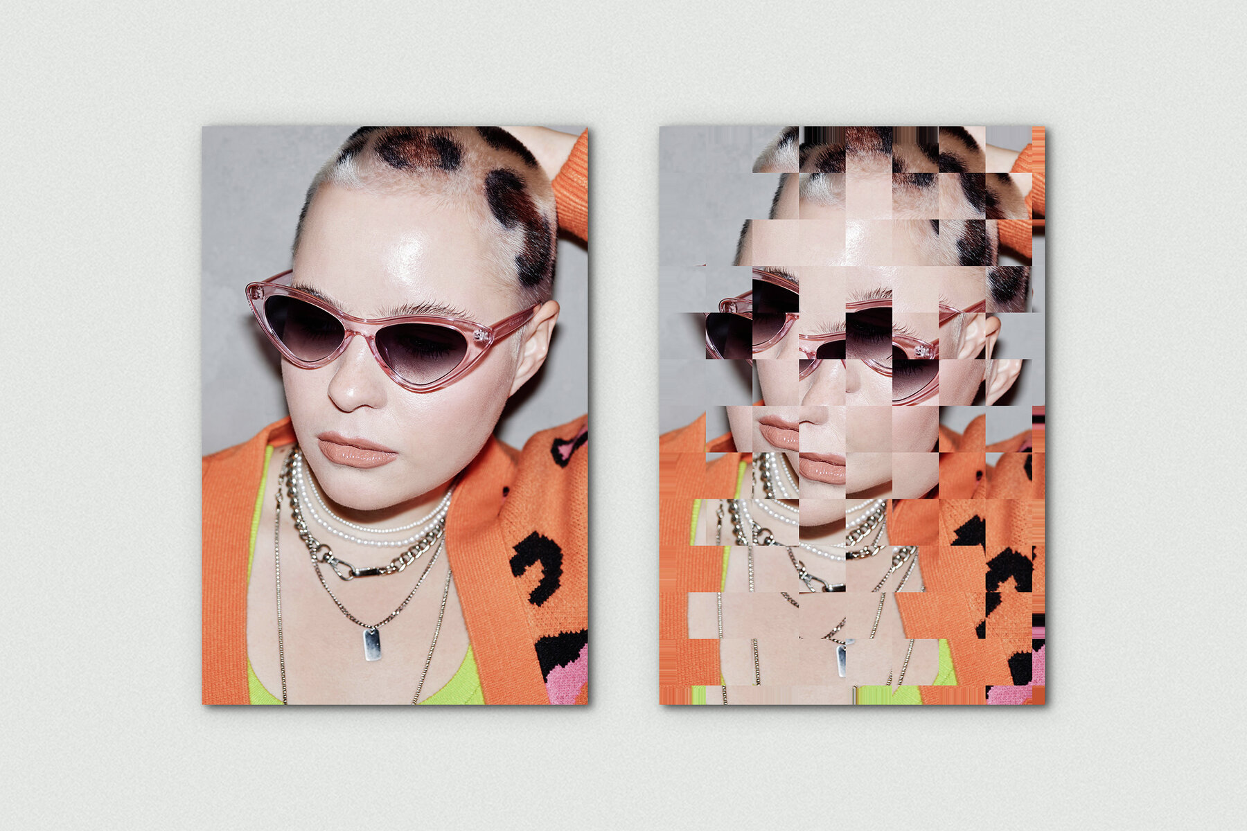 Fragmented Vertical Image Effect Mockup 7