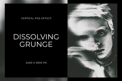 Dissolving Grunge Vertical Image Effect Mockup