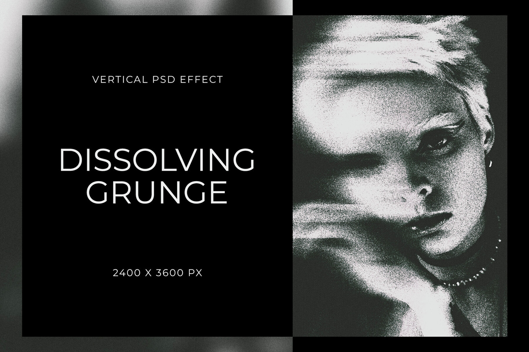 Dissolving Grunge Vertical Image Effect Mockup 1