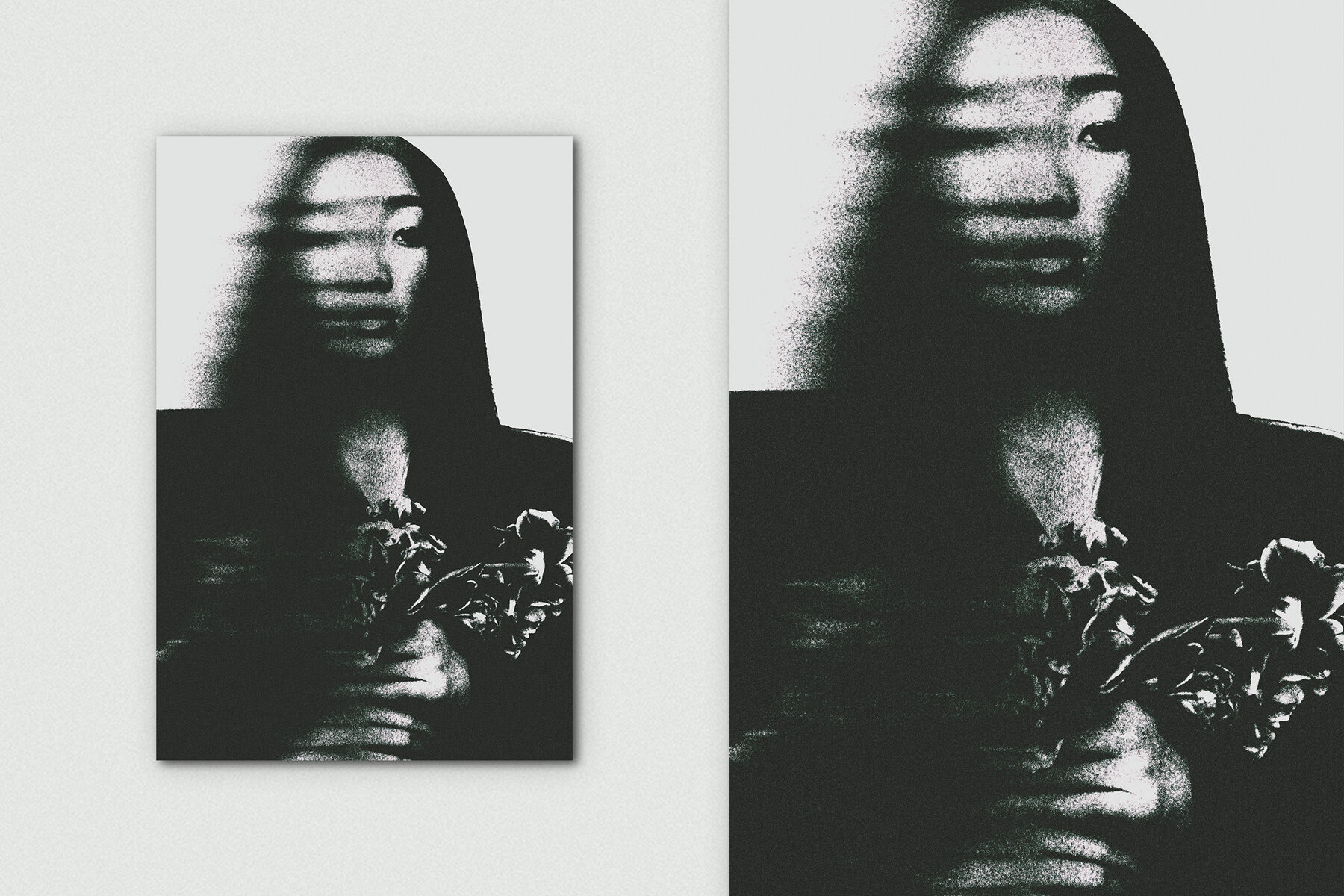 Dissolving Grunge Vertical Image Effect Mockup 4