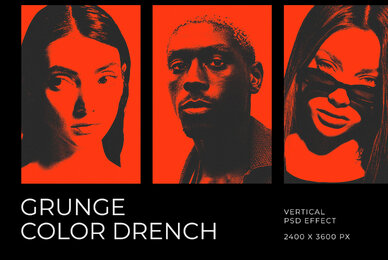 Grunge Color Drench Vertical Image Effect Mockup