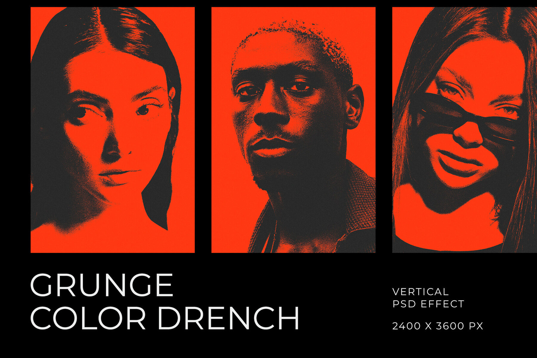 Grunge Color Drench Vertical Image Effect Mockup 1