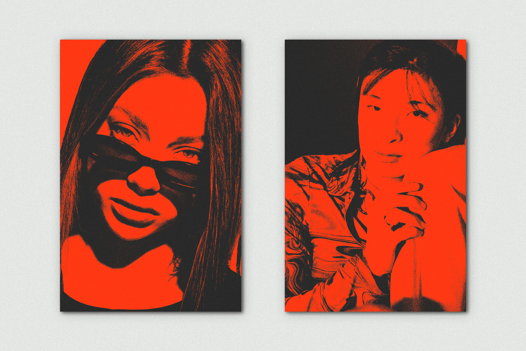 Grunge Color Drench Vertical Image Effect Mockup 3