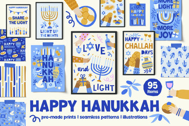 Hanukkah Cards Patterns Clipart
