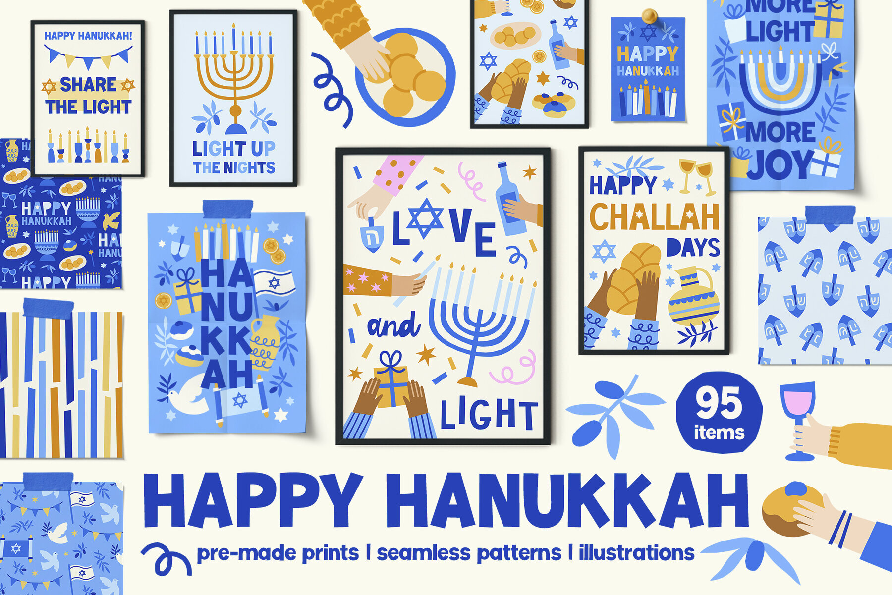 Hanukkah Cards Patterns Clipart 1