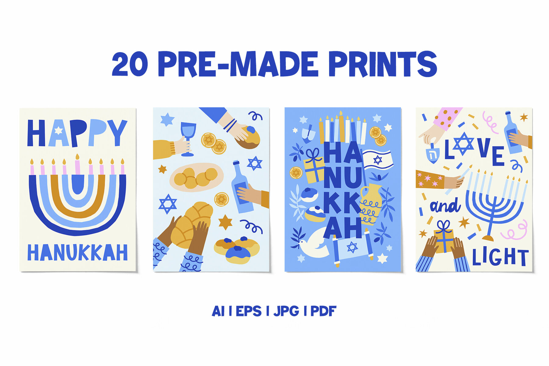 Hanukkah Cards Patterns Clipart 4