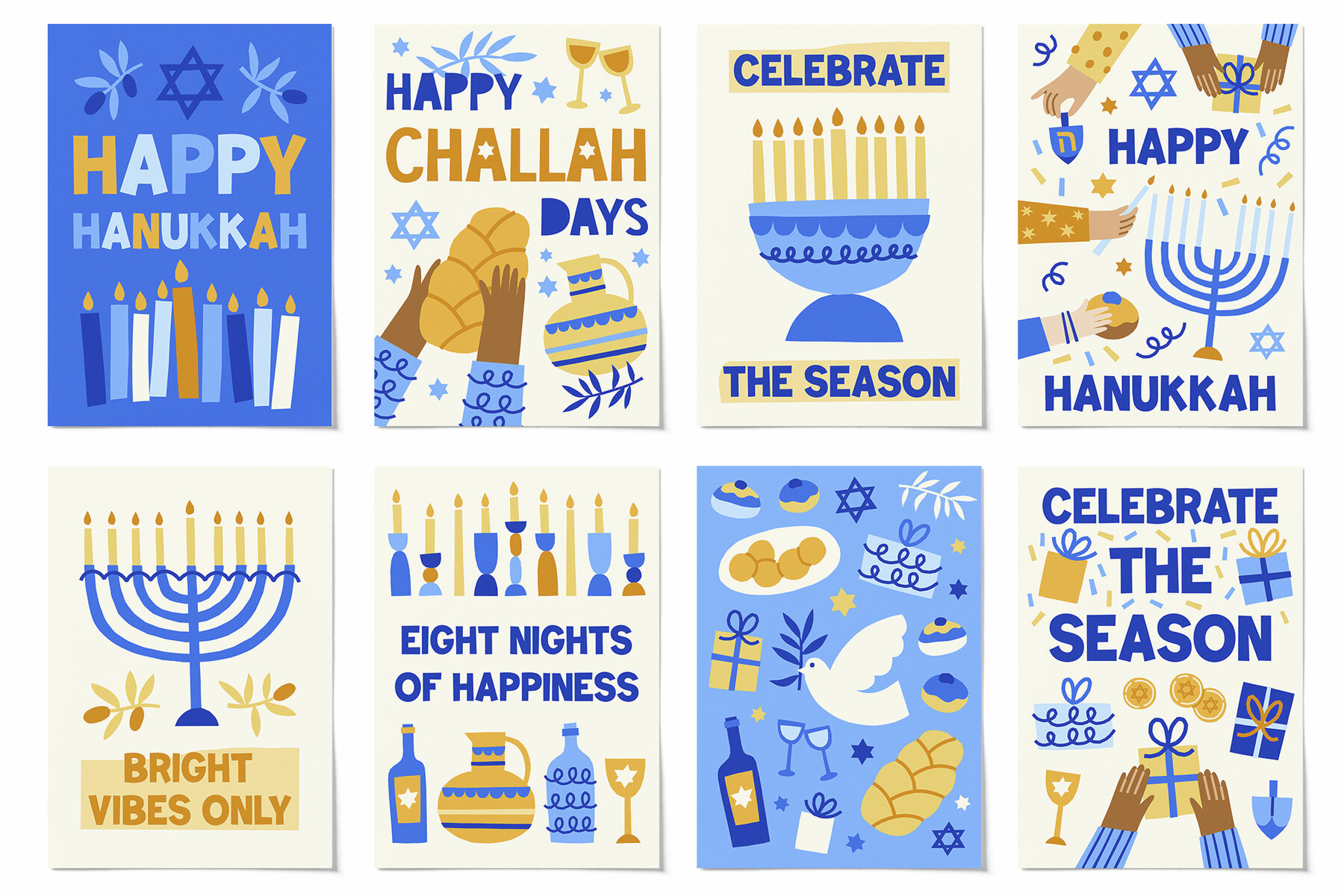 Hanukkah Cards Patterns Clipart 6
