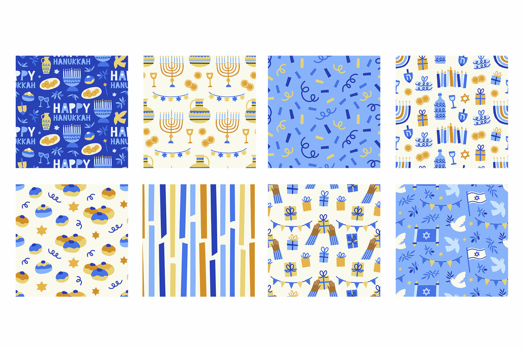 Hanukkah Cards Patterns Clipart 10