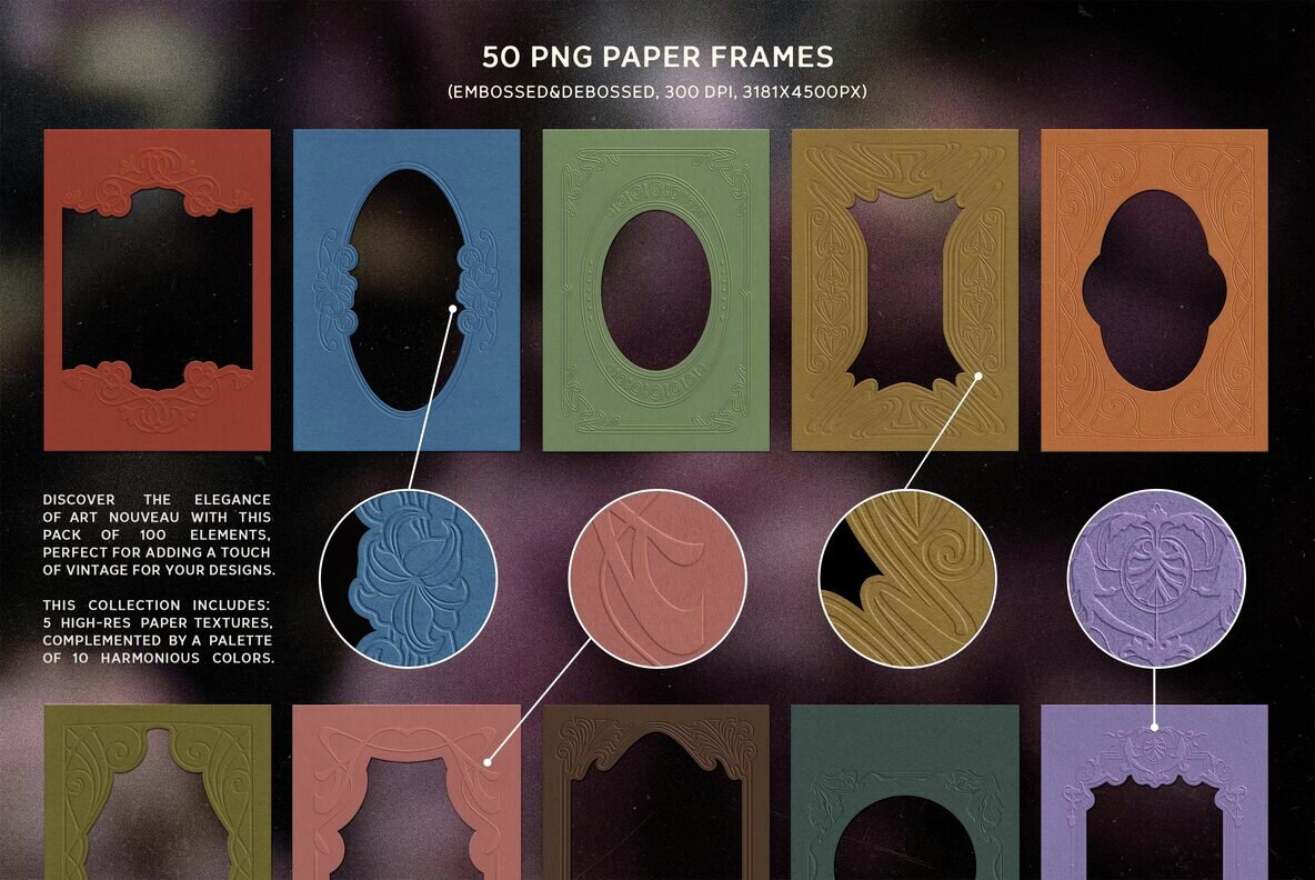 Art Nouveau Papers and Frames 6