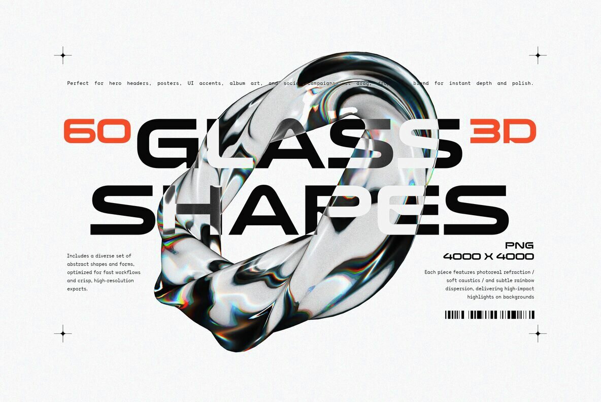 Liquid Glass 3D Shapes 1