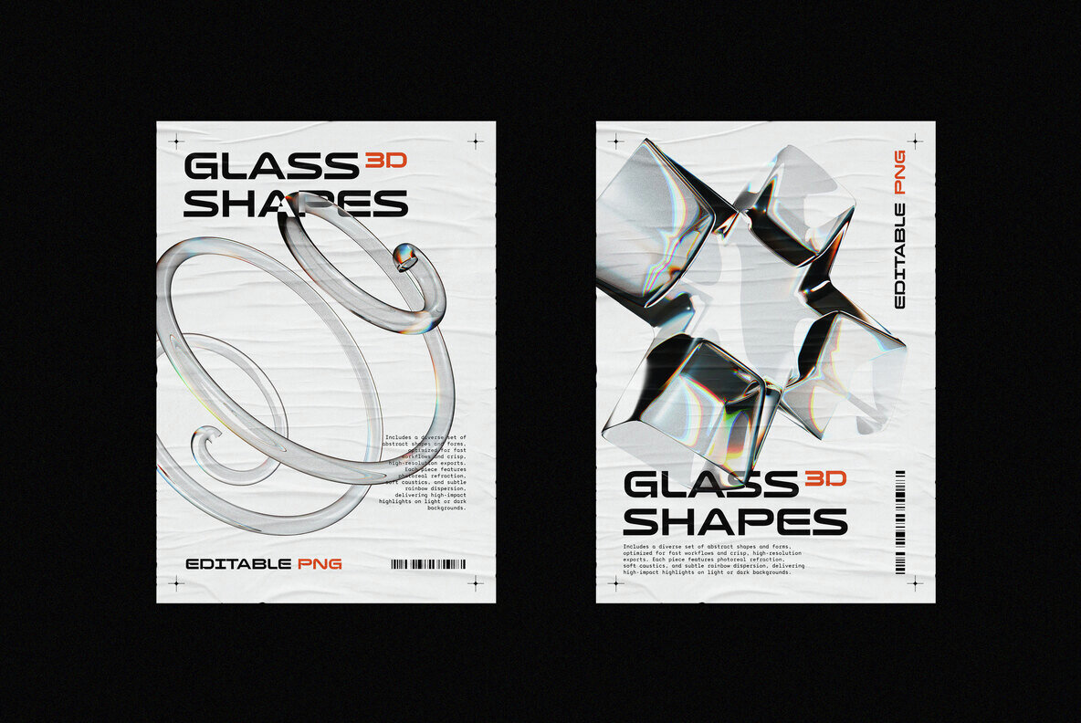 Liquid Glass 3D Shapes 4