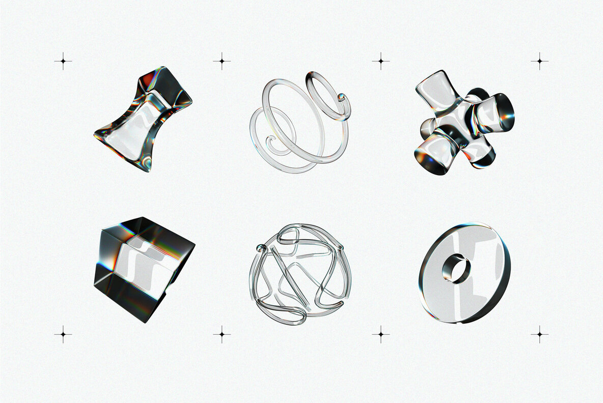 Liquid Glass 3D Shapes 5