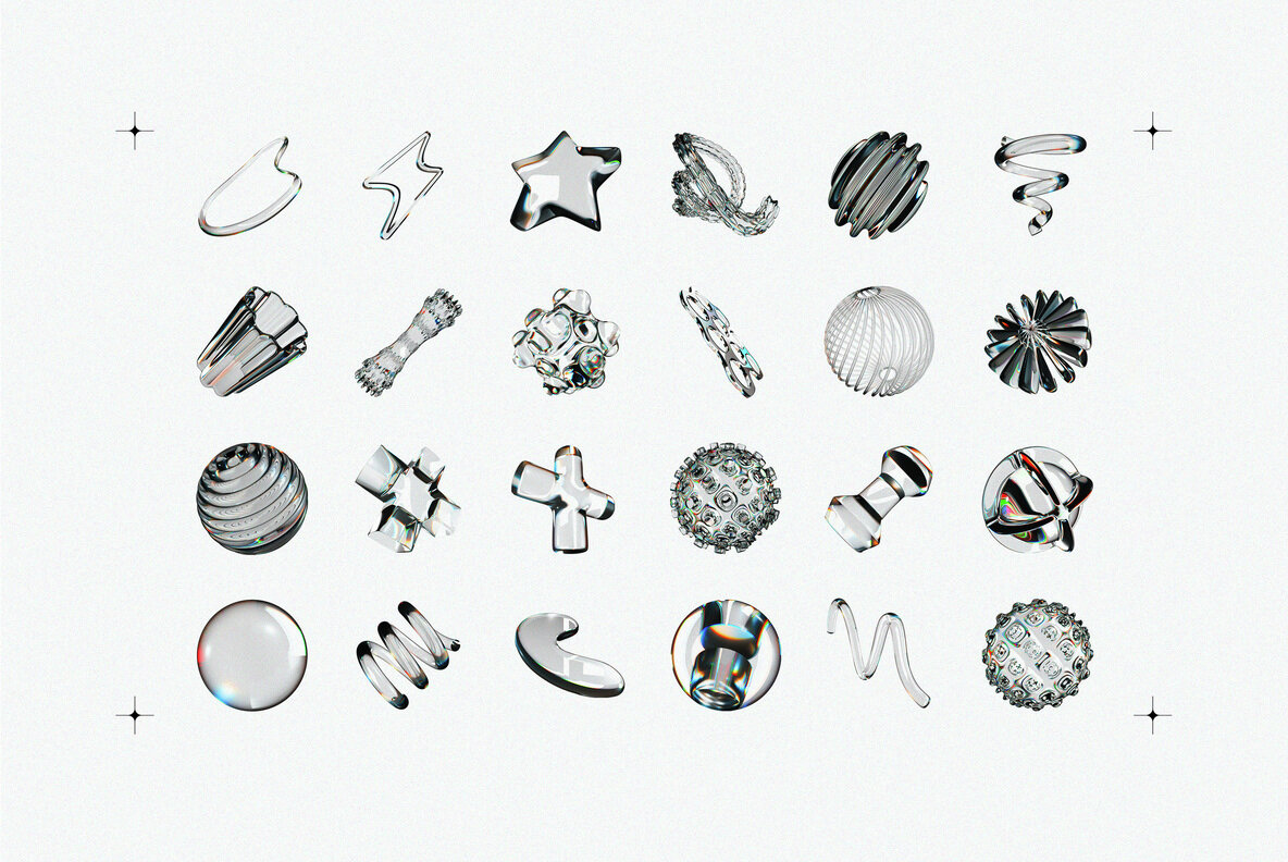 Liquid Glass 3D Shapes 6