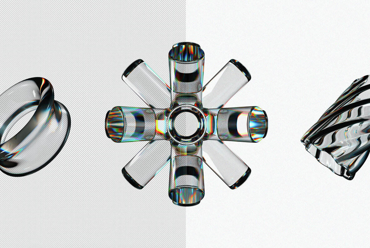 Liquid Glass 3D Shapes 8