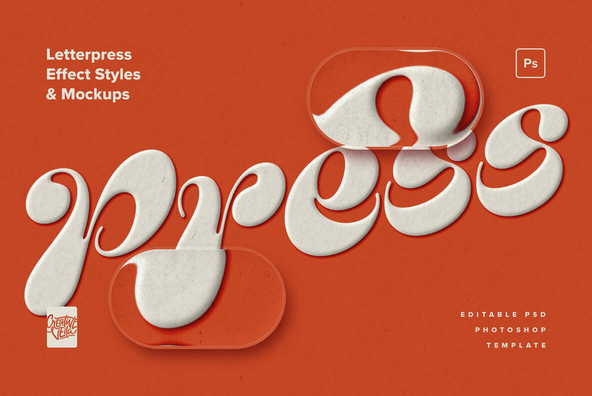 Letterpress Effect Mockup and Styles 1