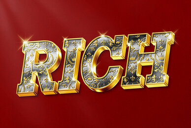 Rich Gold Text Effect Premium Ornamental Metal PSD Template