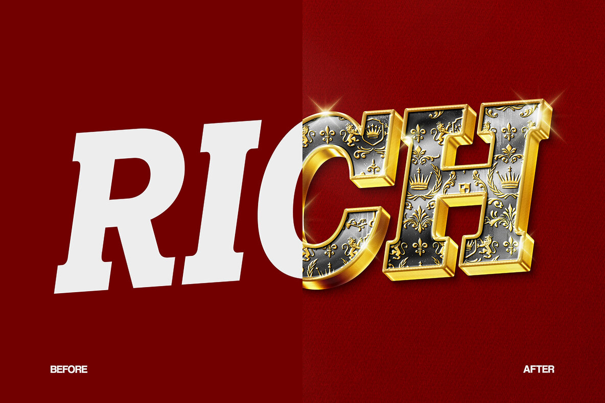 Rich Gold Text Effect   Premium Ornamental Metal PSD Template 5