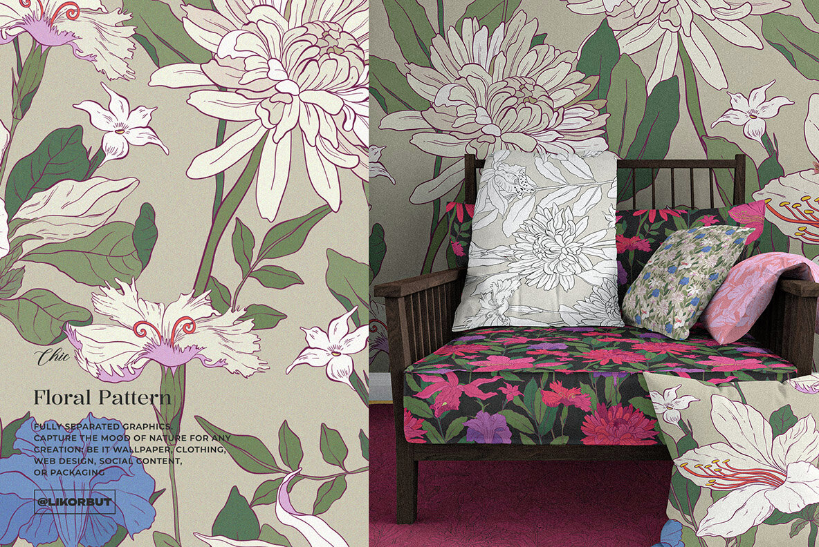 Tulle Soft Botanical Floral Pattern 5