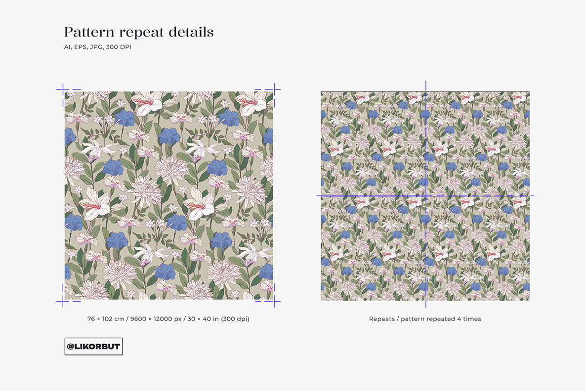 Tulle Soft Botanical Floral Pattern 6