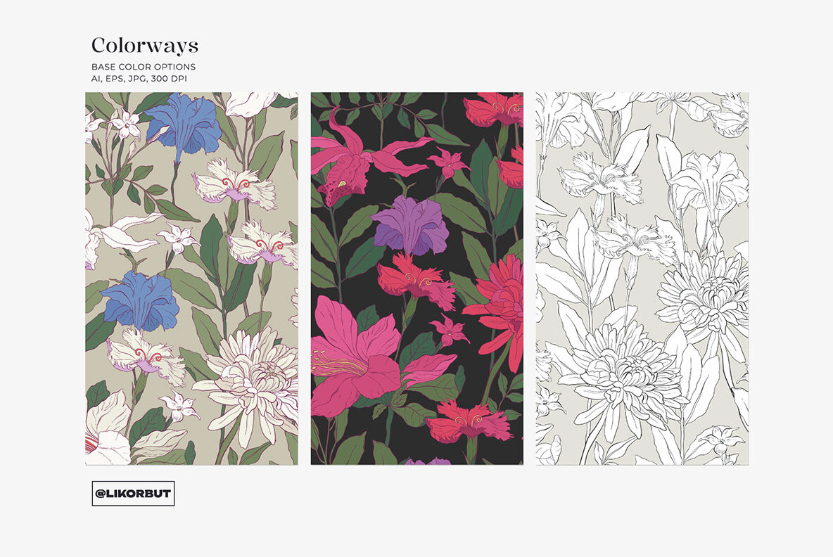 Tulle Soft Botanical Floral Pattern 8