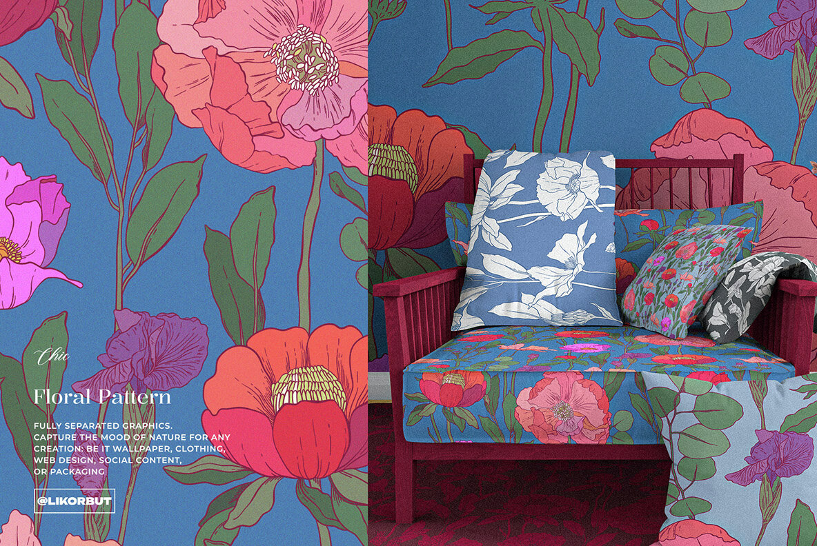 Satin Lush Botanical Floral Pattern 4