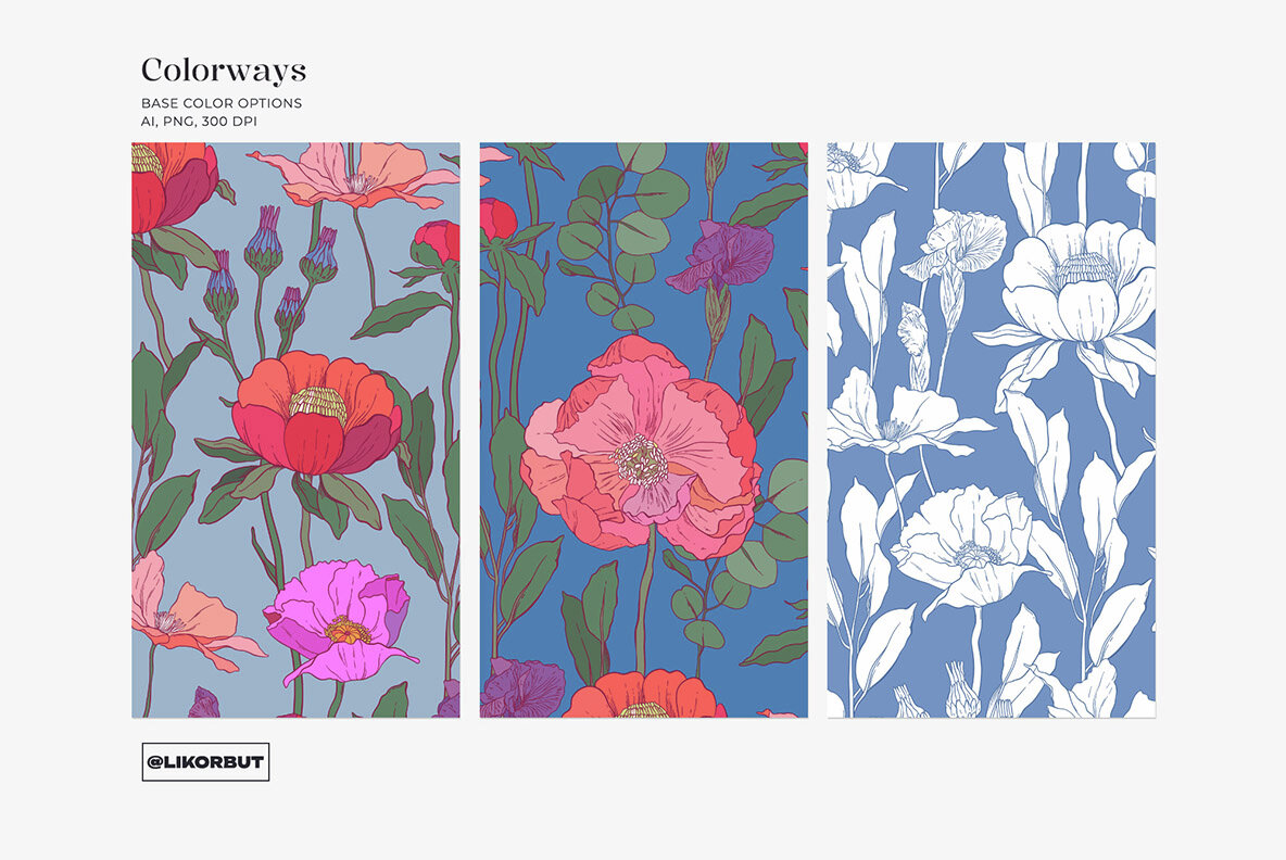 Satin Lush Botanical Floral Pattern 6