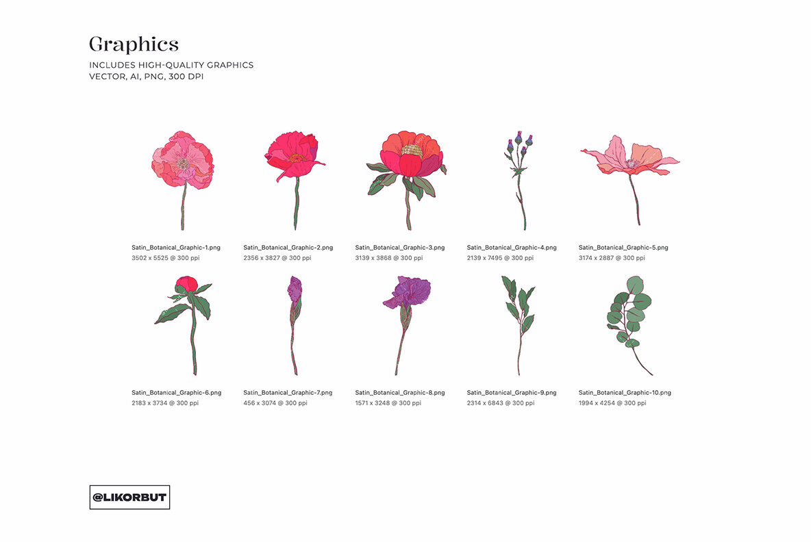 Satin Lush Botanical Floral Pattern 8