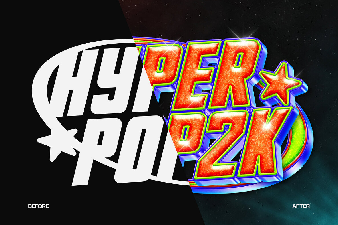 Vibrant Y2K Chrome Text Effect 3