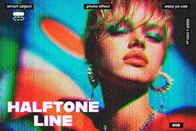 Vibrant Halftone Line Photo Effect