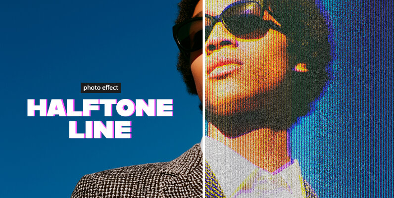 Vibrant Halftone Line Photo Effect