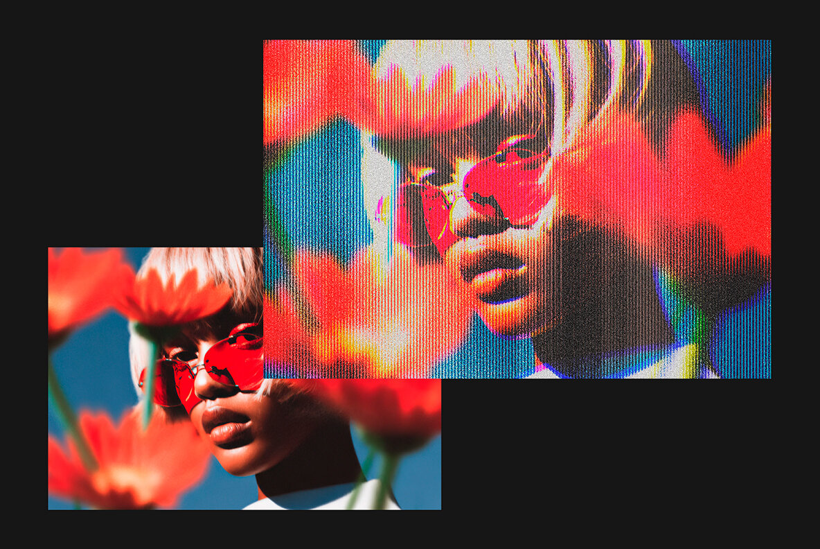 Vibrant Halftone Line Photo Effect 4