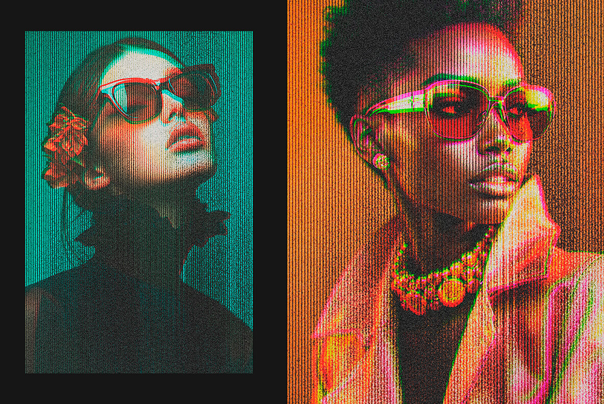 Vibrant Halftone Line Photo Effect 6