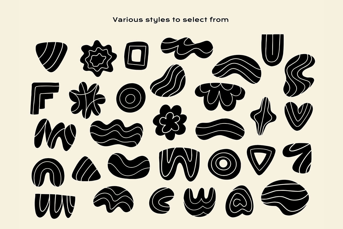 Abstract Linocut Shapes Clipart Bundle 2