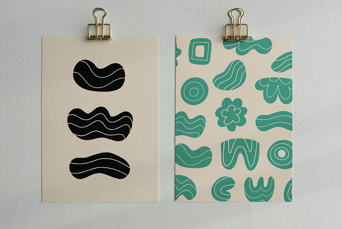 Abstract Linocut Shapes Clipart Bundle 3