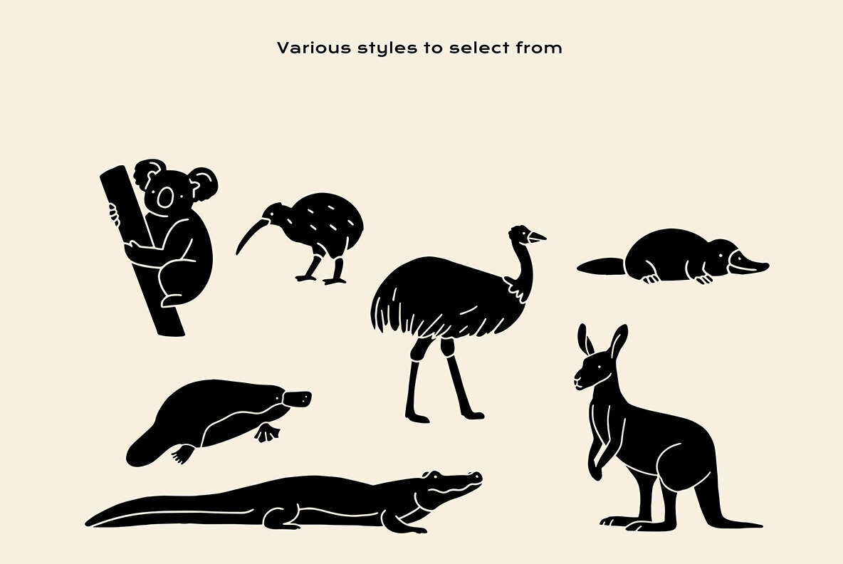 Aussie Animals Linocut Clipart 2