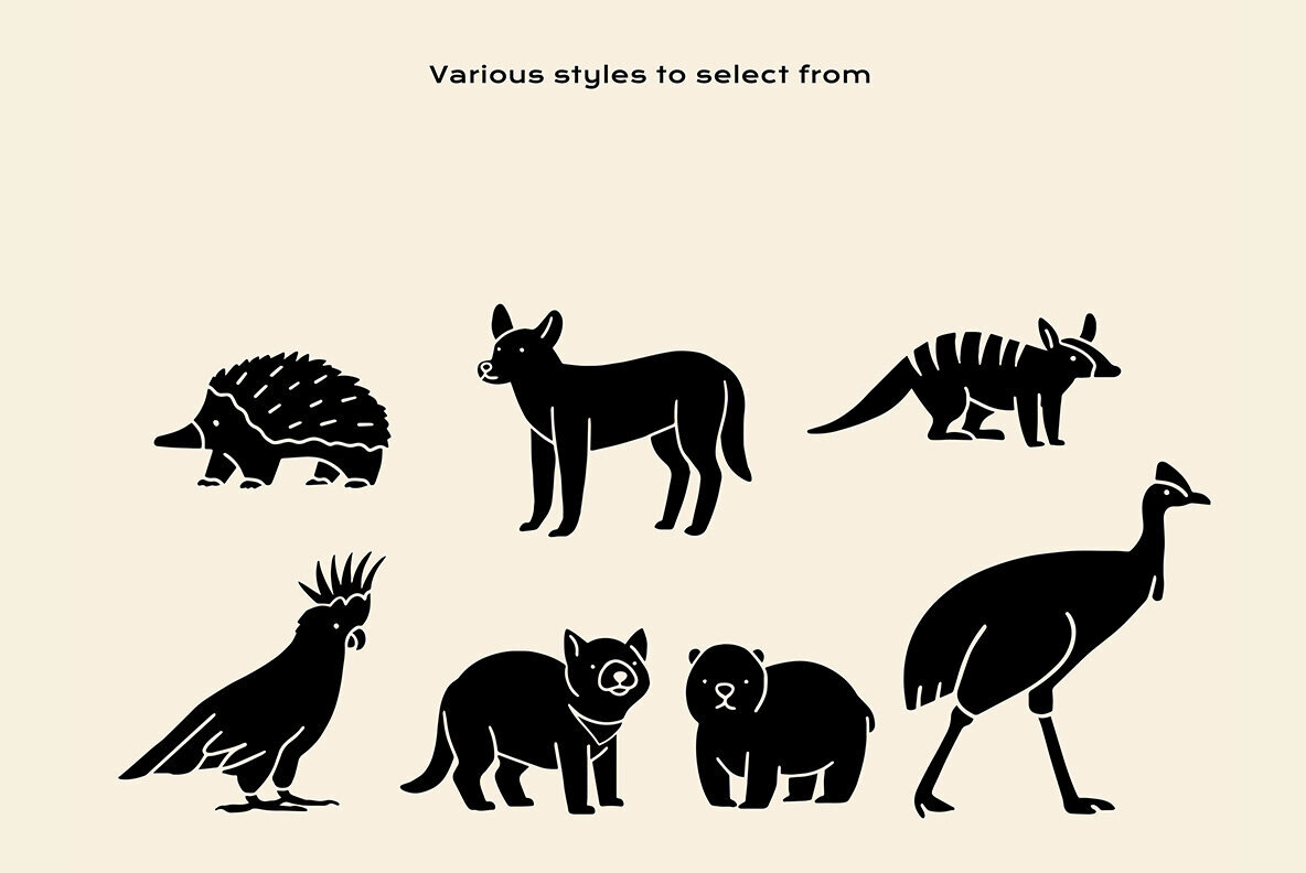 Aussie Animals Linocut Clipart 3