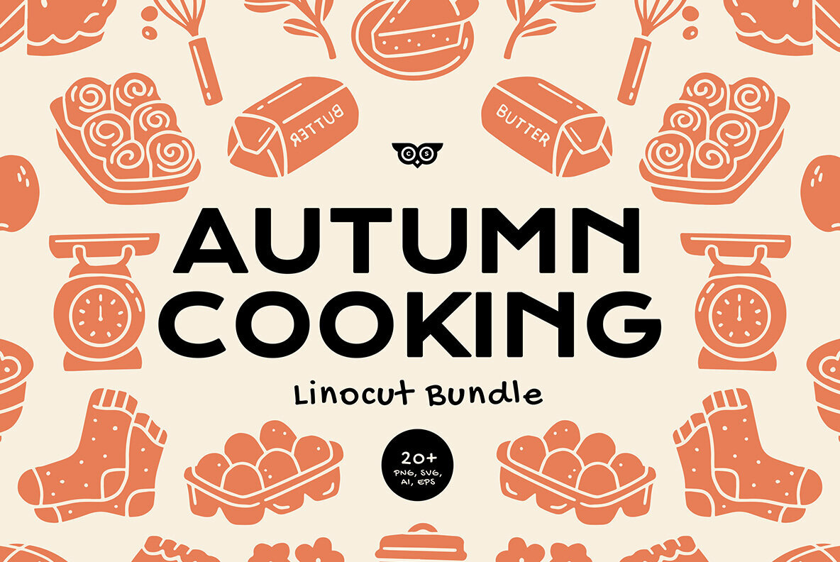 Autumn Cooking Linocut Bundle 1