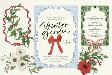 Winter Garden Christmas Vector Flowers