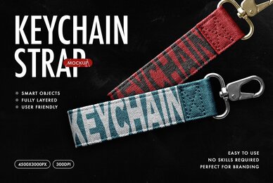 Textile Strap Keychain Mockup